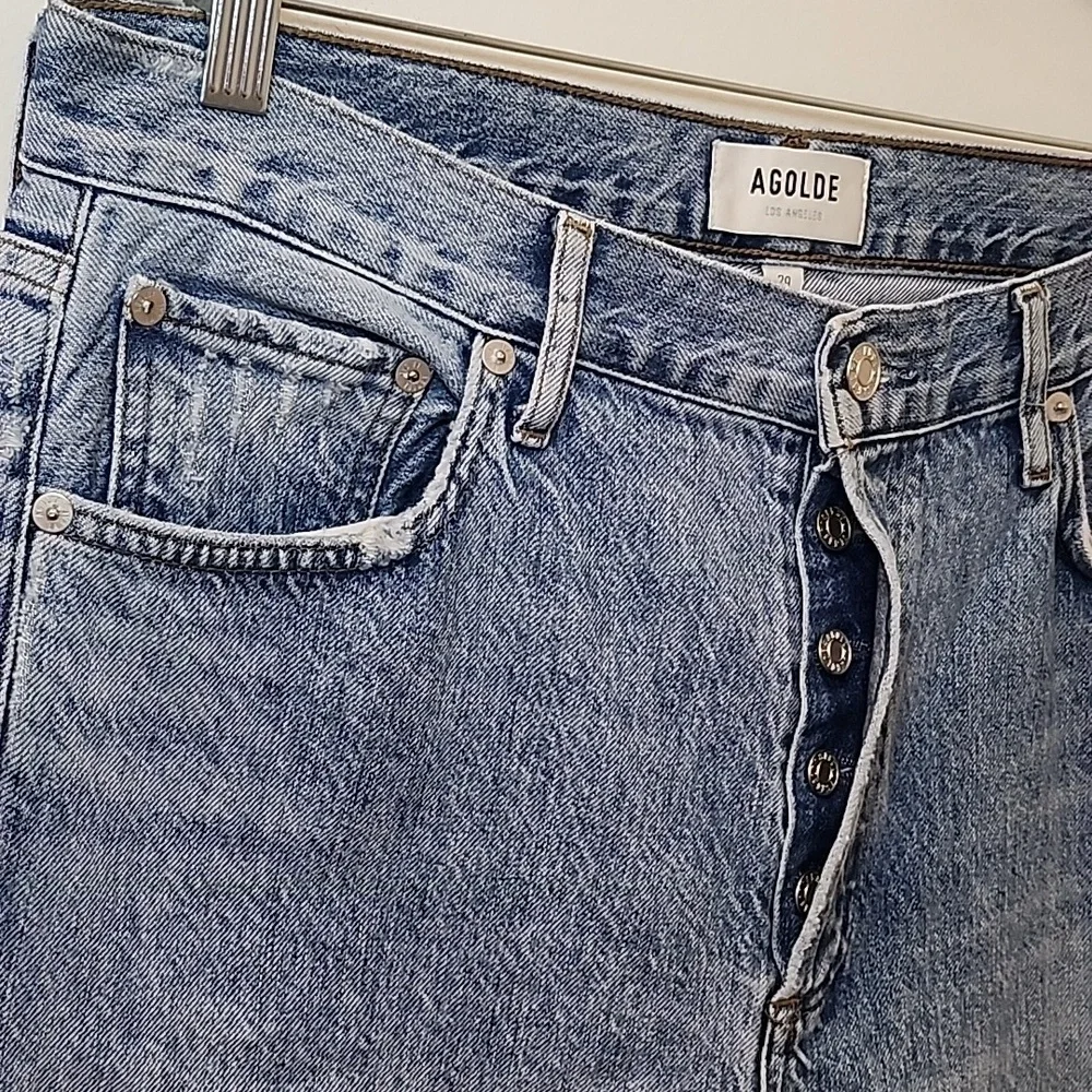 AGOLDE 100% Organic Cotton Jamie High Rise Jeans Distressed Button Fly Sz 29 - Picture 9 of 16